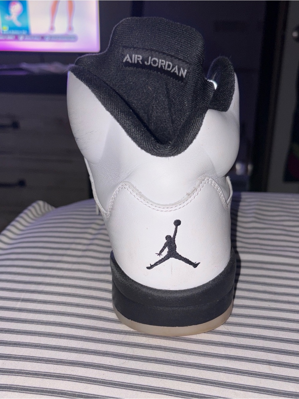 Jordan White and Black Retro High-Top Sneakers - Picture 4 of 6